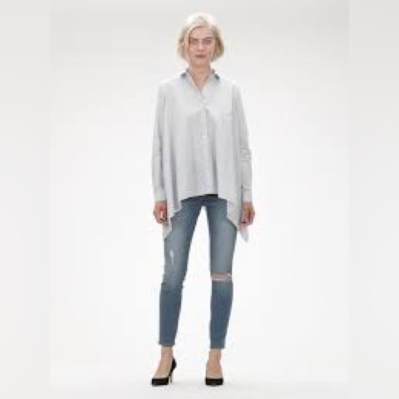 GAP Handkerchief Hem Striped Button Down Shirt - Picture 2 of 11